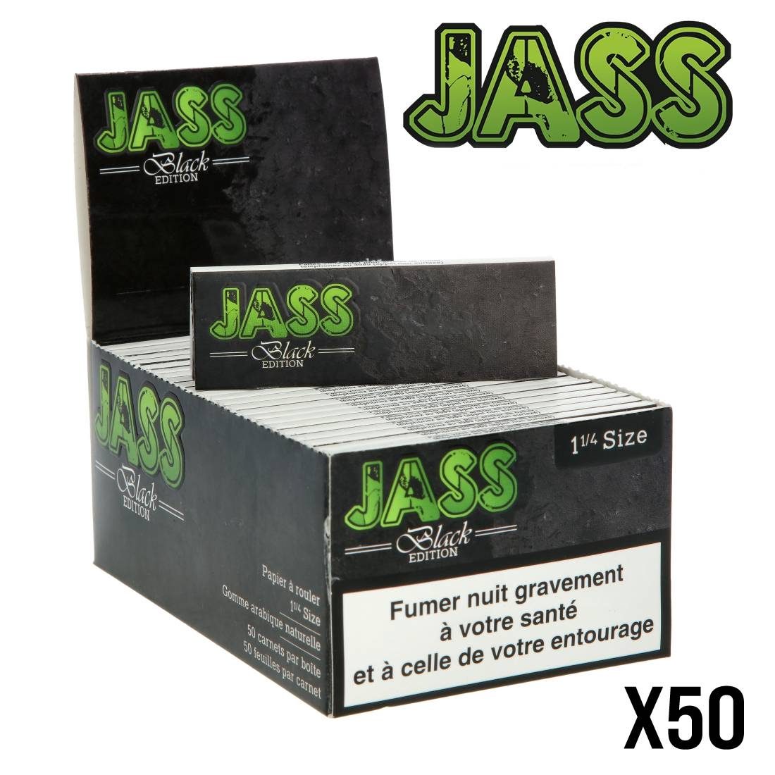 .FEUILLE A ROULER JASS BLACK 1/4 X50