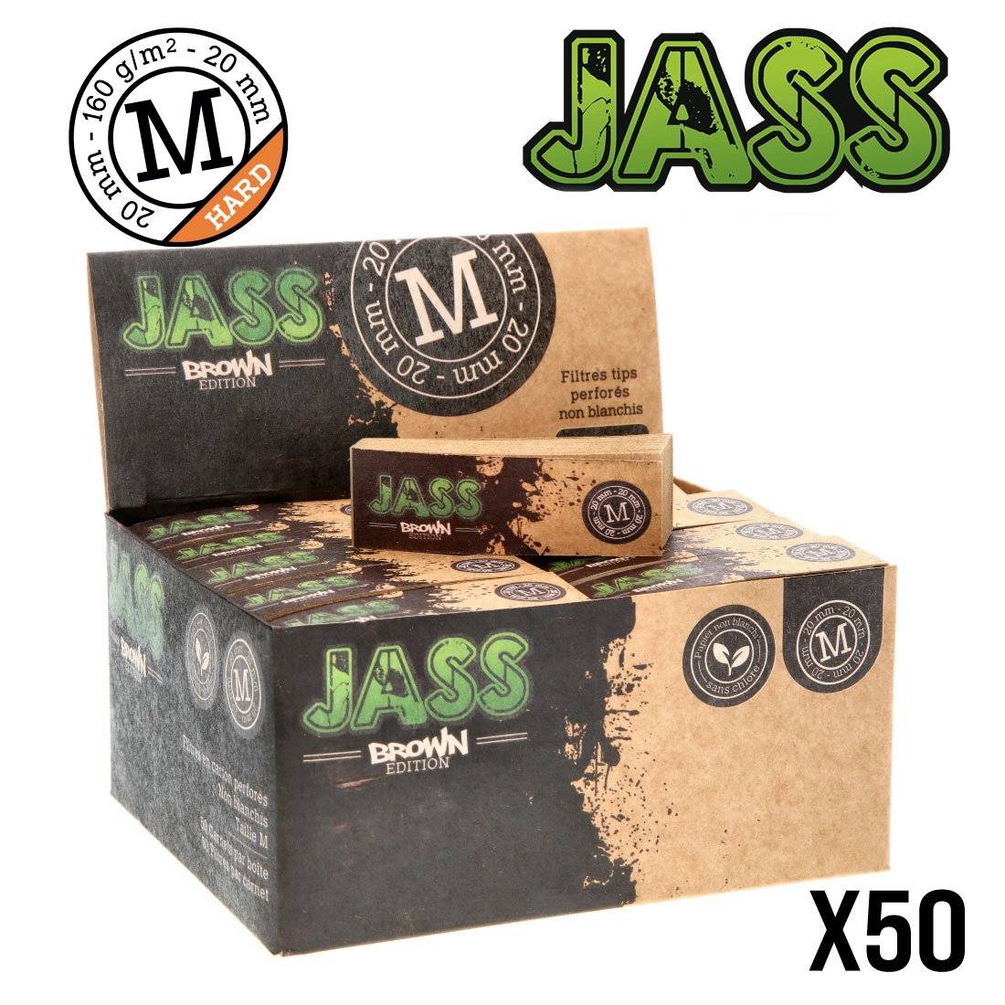 FILTER TIPS JASS HARD BROWN TAILLE M X50