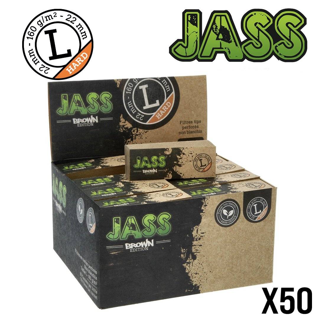 FILTER TIPS JASS HARD BROWN TAILLE L X50