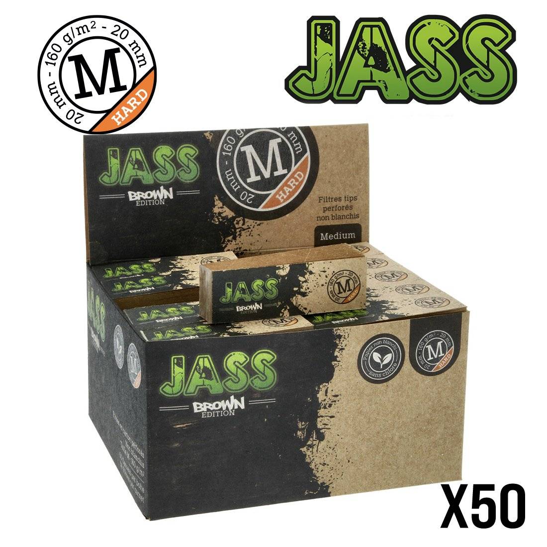 FILTER TIPS JASS HARD BROWN TAILLE M X50