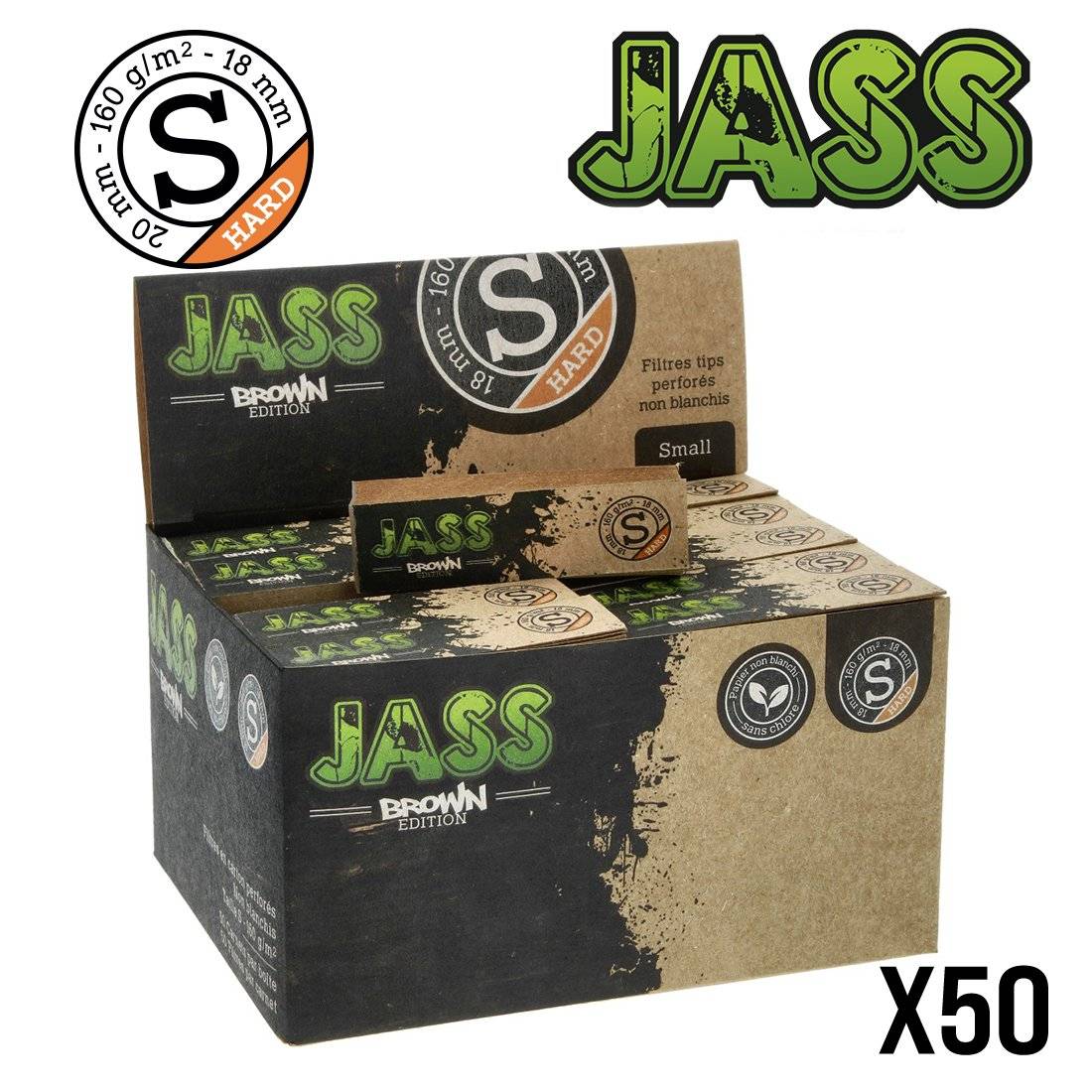 FILTER TIPS JASS HARD BROWN TAILLE S X50