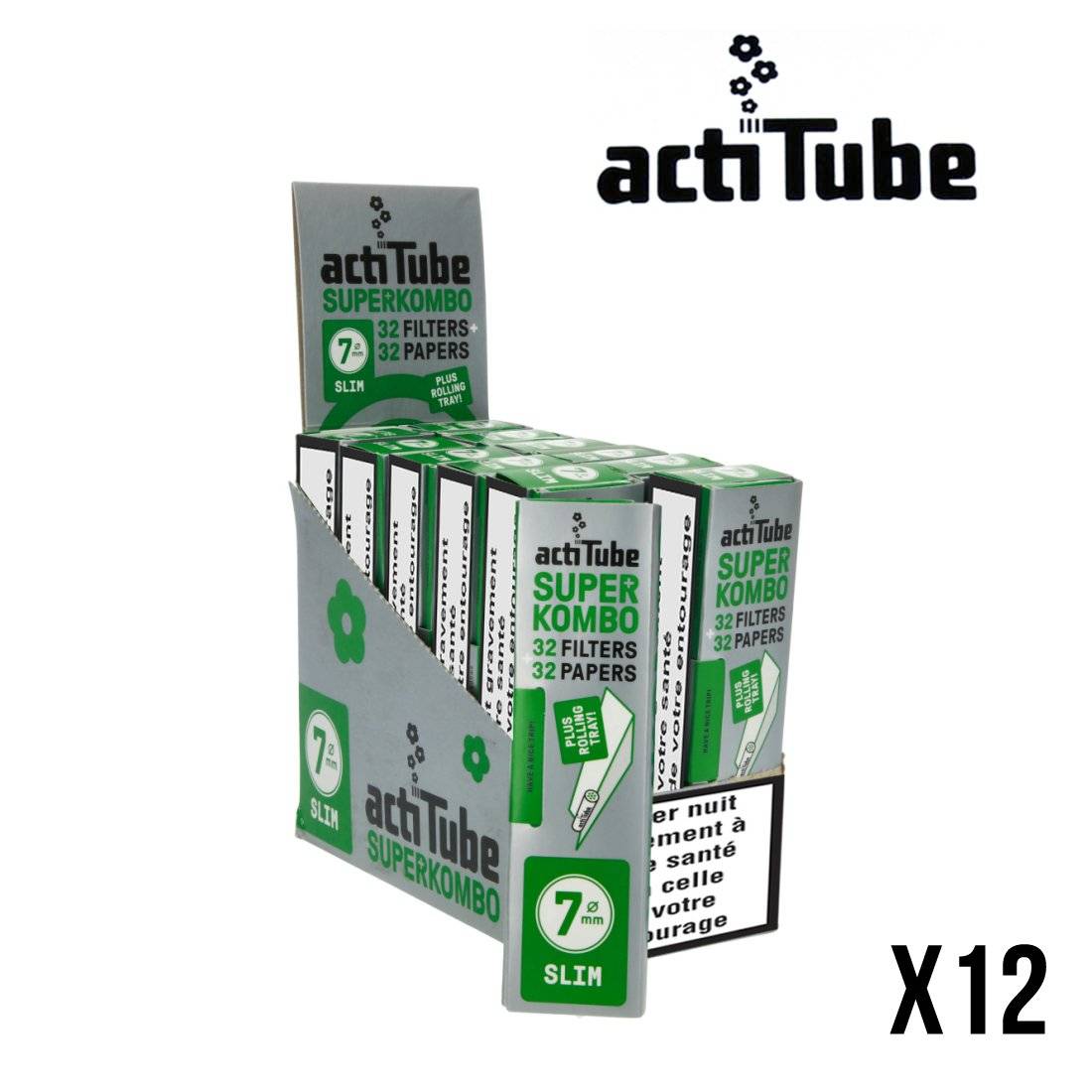 ACTITUBE SUPERKOMBO FEUILLES SLIM + FILTRES SLIM 7MM PAR 12