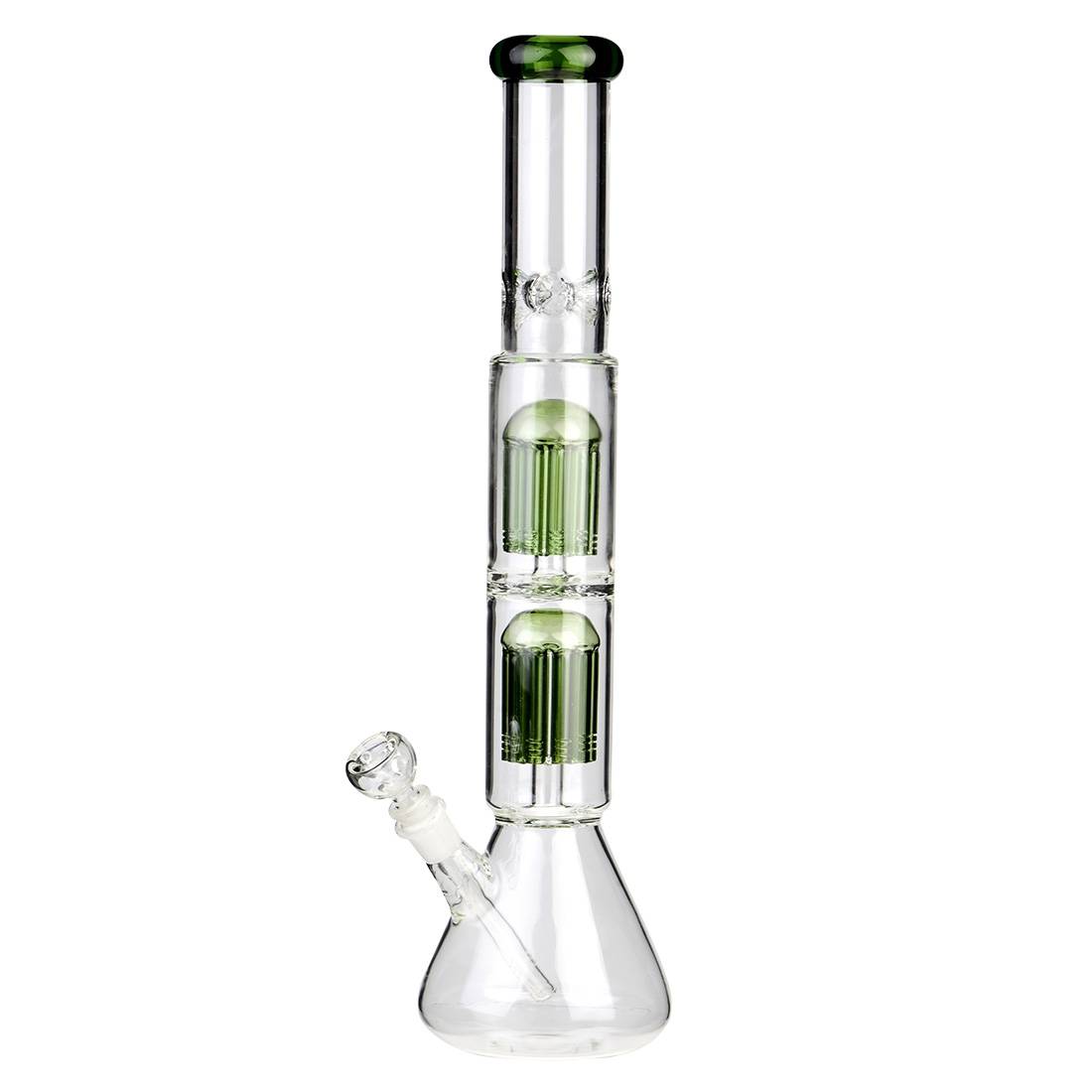 BANG EN VERRE GREEN BEAKER DOUBLE PERC 45CM