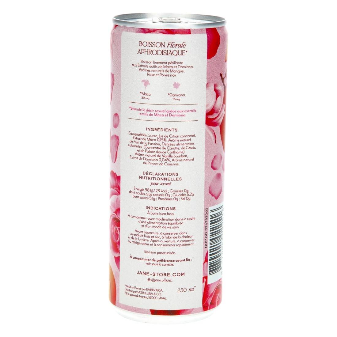 Boisson Jane Aphrodisiac Mangue, Poivre et Rose