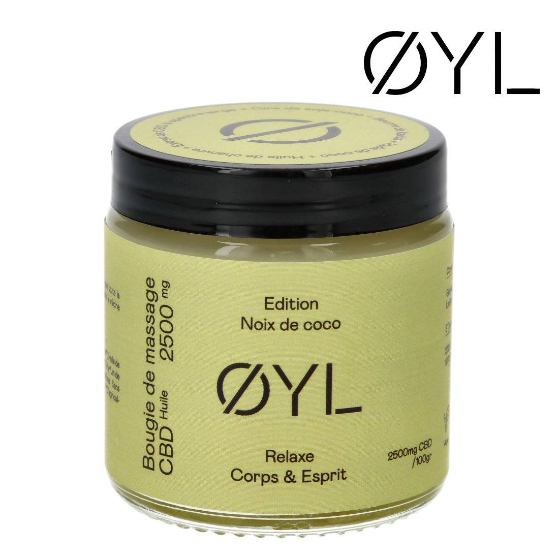 BOUGIE DE MASSAGE AU CBD OYL RELAXE NOIX DE COCO 2500MG