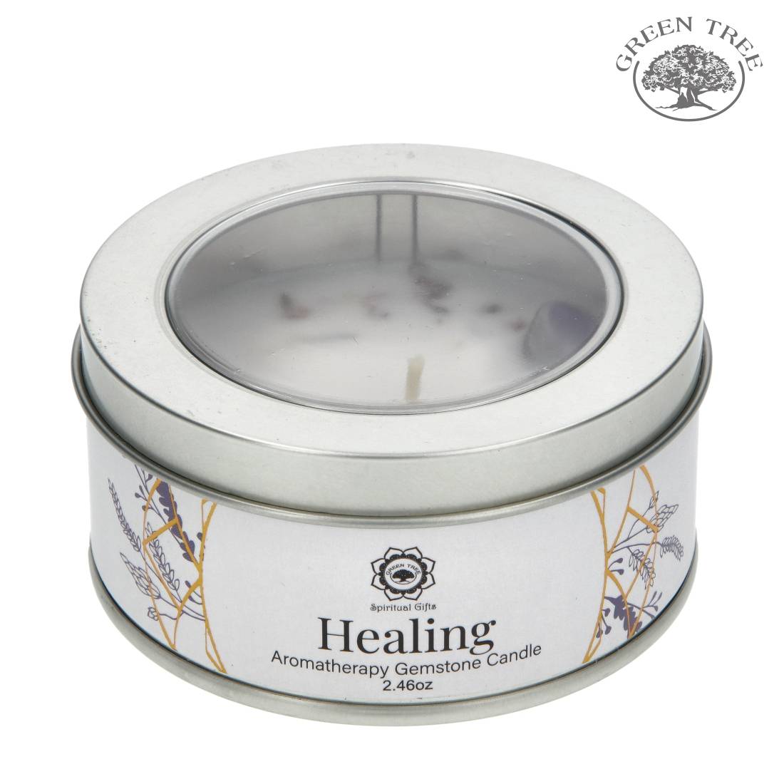 BOUGIE GREEN TREE HEALING LAVANDE AMETHYSTE