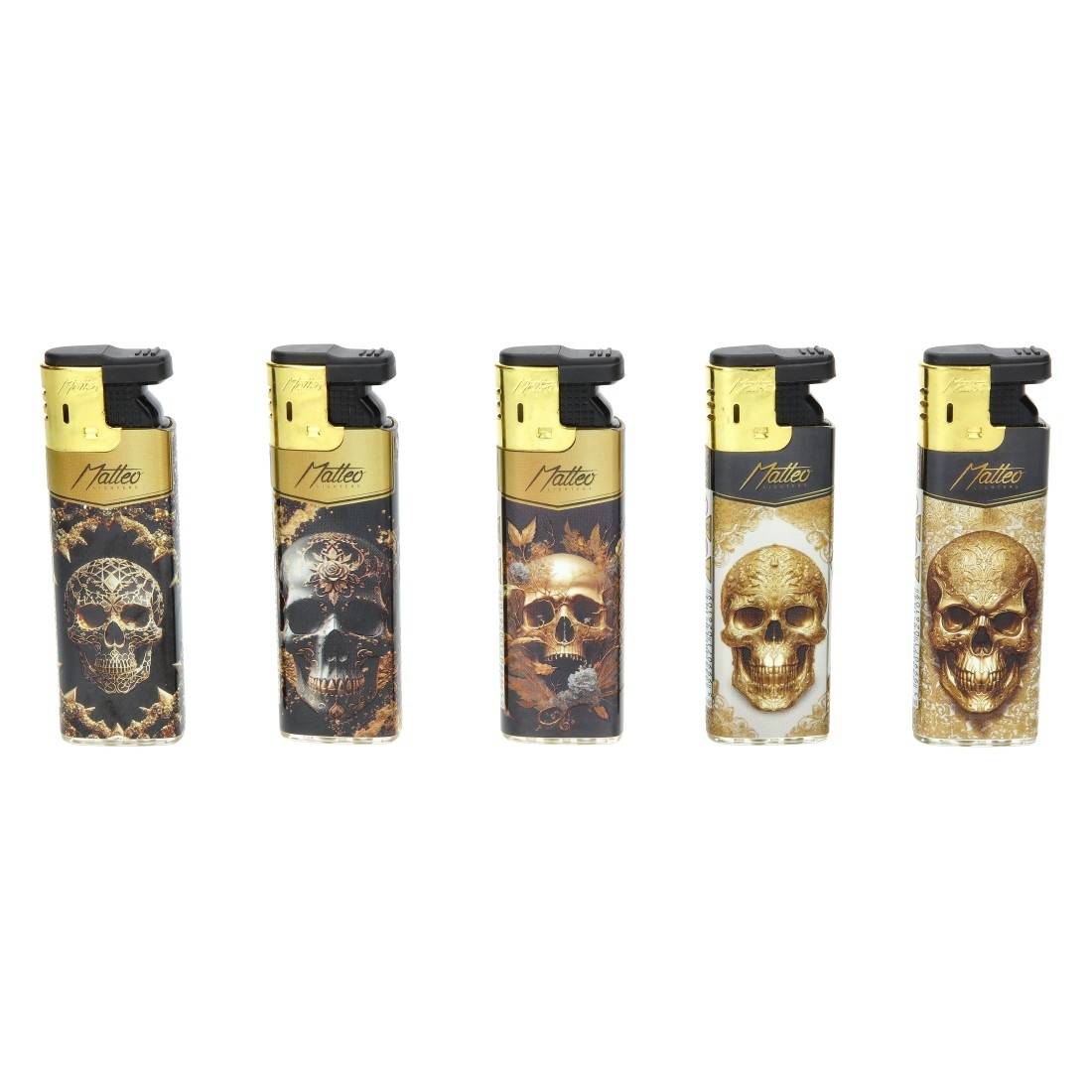 Briquet Turbo Matteo Gold Skull par 5