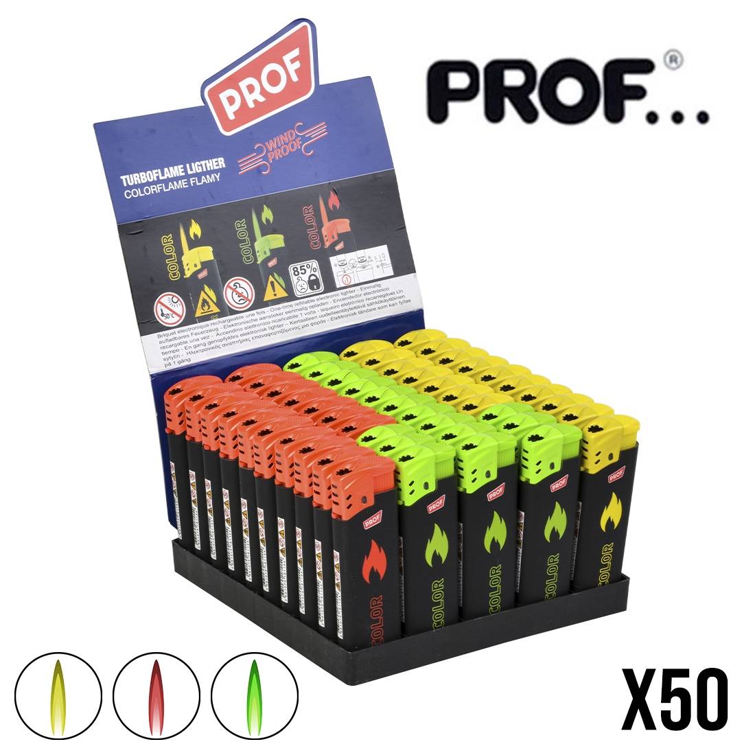 BRIQUET PROF COLORFLAME FLAMY X50