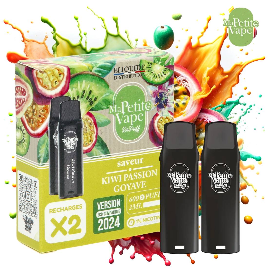 Cartouche Ma Petite Vape RePuff Kiwi Passion Goyave 600 Puffs