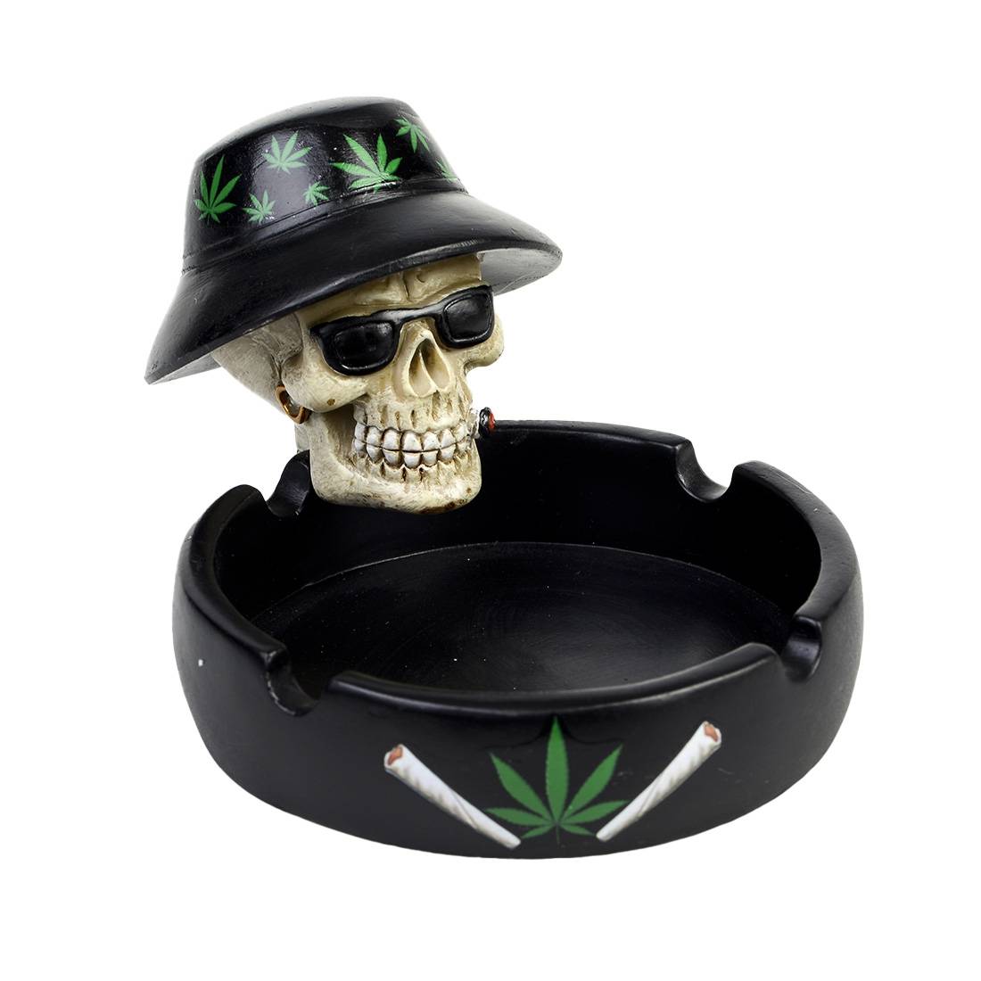 CENDRIER TETE DE MORT HAT AND GLASSES