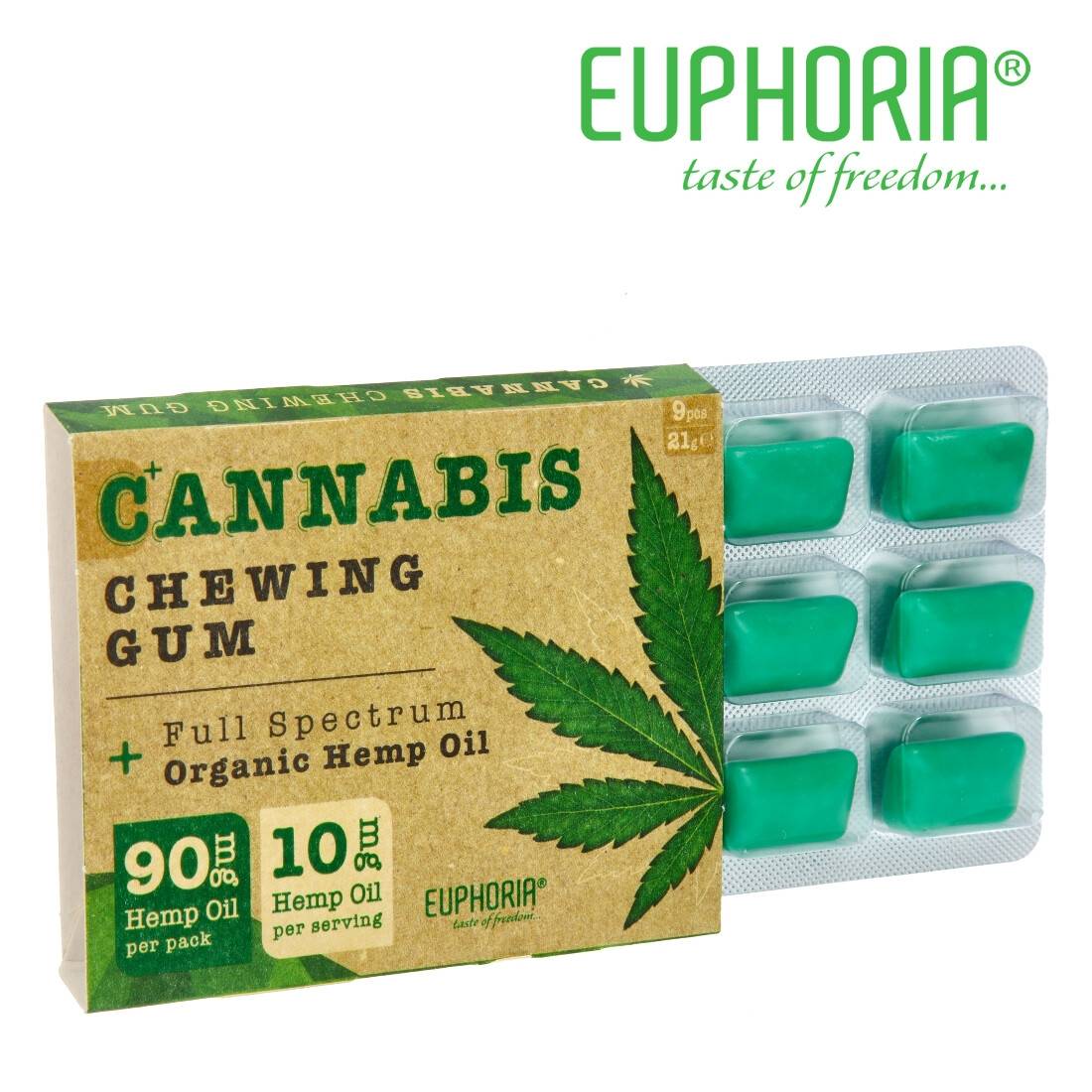 CHEWING GUM EUPHORIA CANNABIS ET HUILE DE CHANVRE 10MG