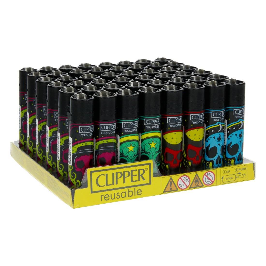 Briquets Clipper Black Magic Skulls X48