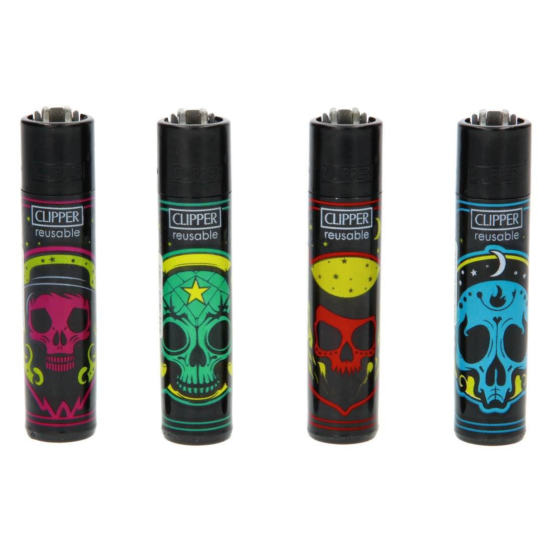 Briquets Clipper Black Magic Skulls X4