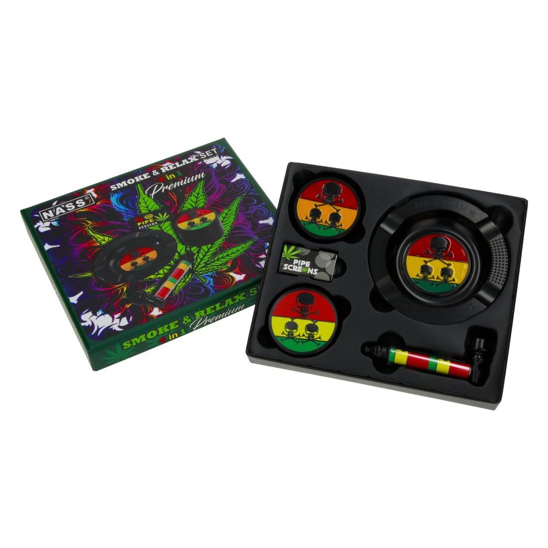 COFFRET PIPE METAL SMOKE AND RELAX LEAF PREMIUM 4 EN 1