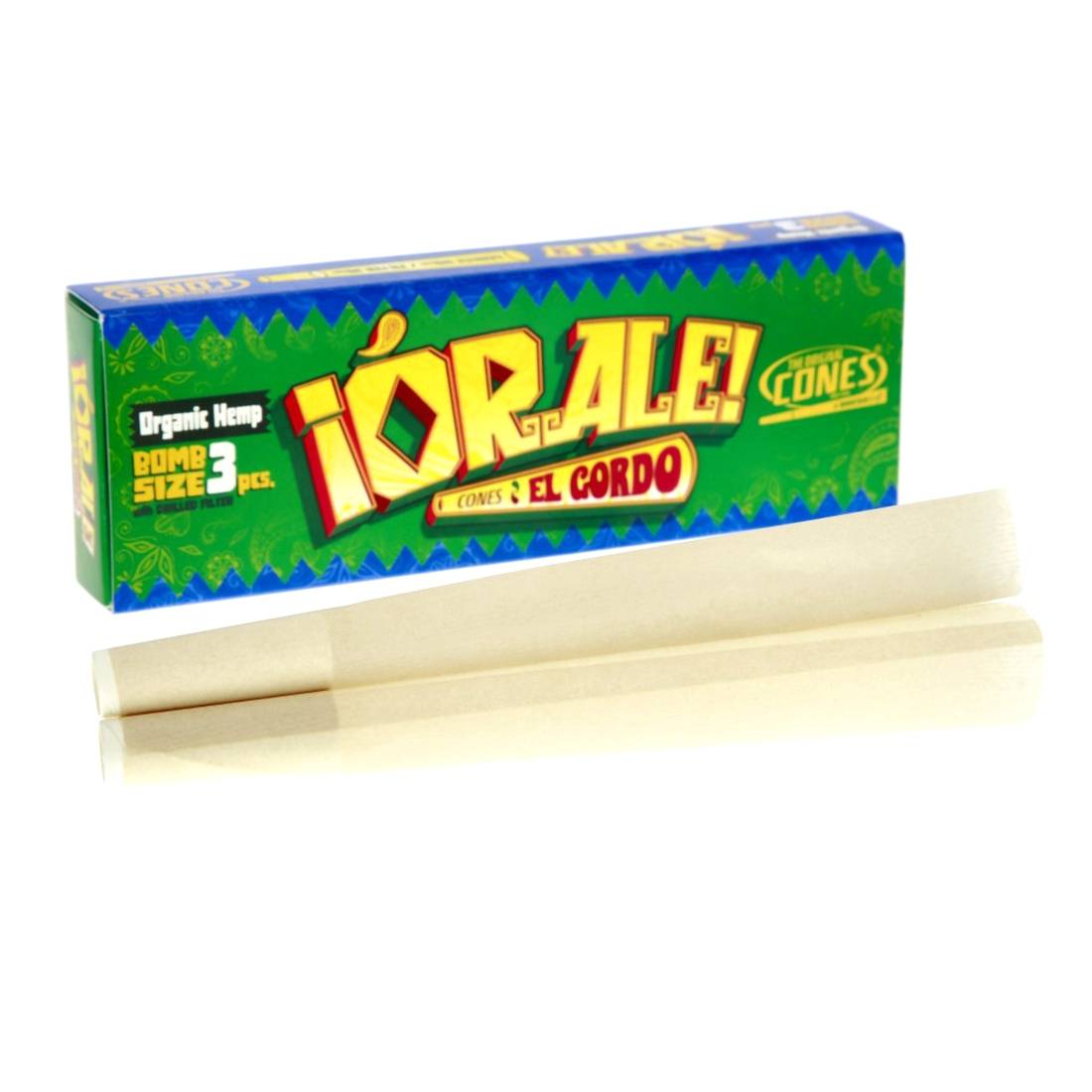 Cônes ¡Órale! El Gordo Bomb Size Organic Hemp 12cm par 3