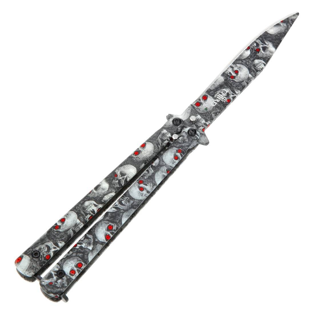 Couteau papillon Third Tête de mort 12CM Inox
