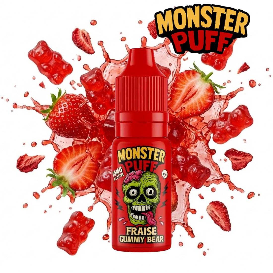 E-liquide Monster Puff Fraise Gummy Bear 10ml - Disponible sur S Factory !