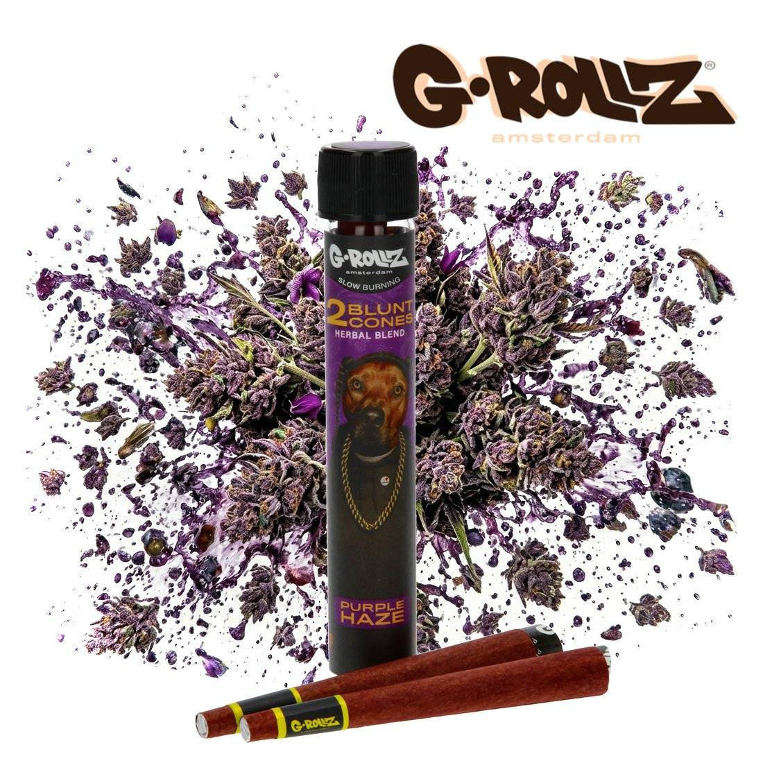 BLUNT PREROULE 1 1/4 G-ROLLZ HERBAL BLEND TERPENES PURPLE HAZE PAR 2