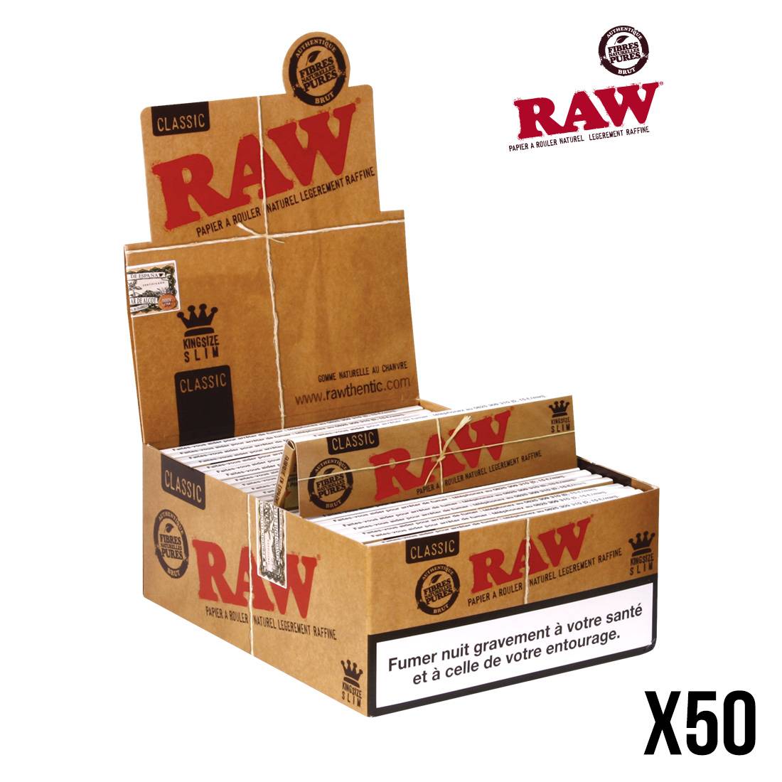 .FEUILLES A ROULER RAW KS SLIM PAR 50