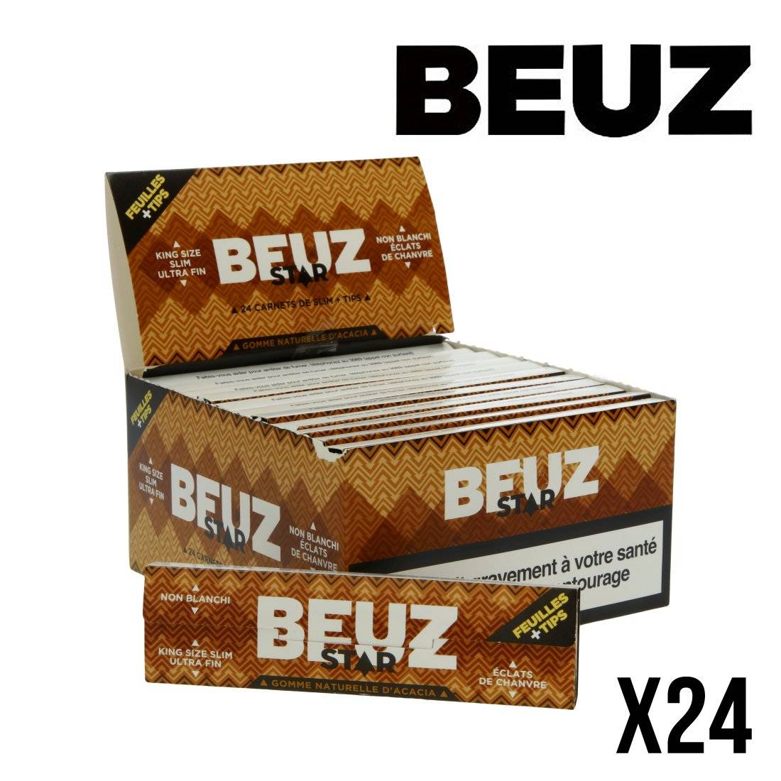 FEUILLES A ROULER BEUZ SLIM STAR + TIPS X24 