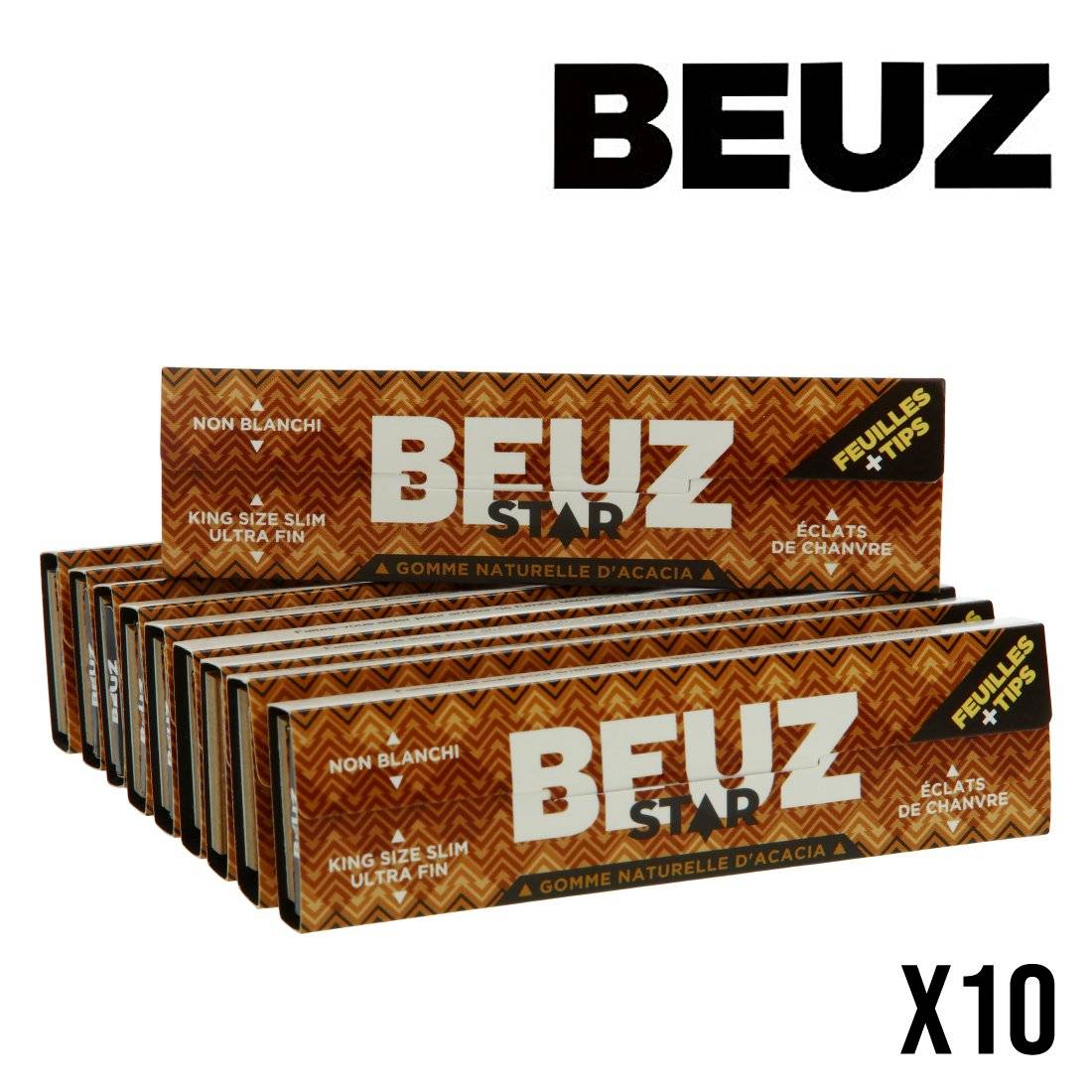 FEUILLES A ROULER BEUZ SLIM STAR + TIPS  X10