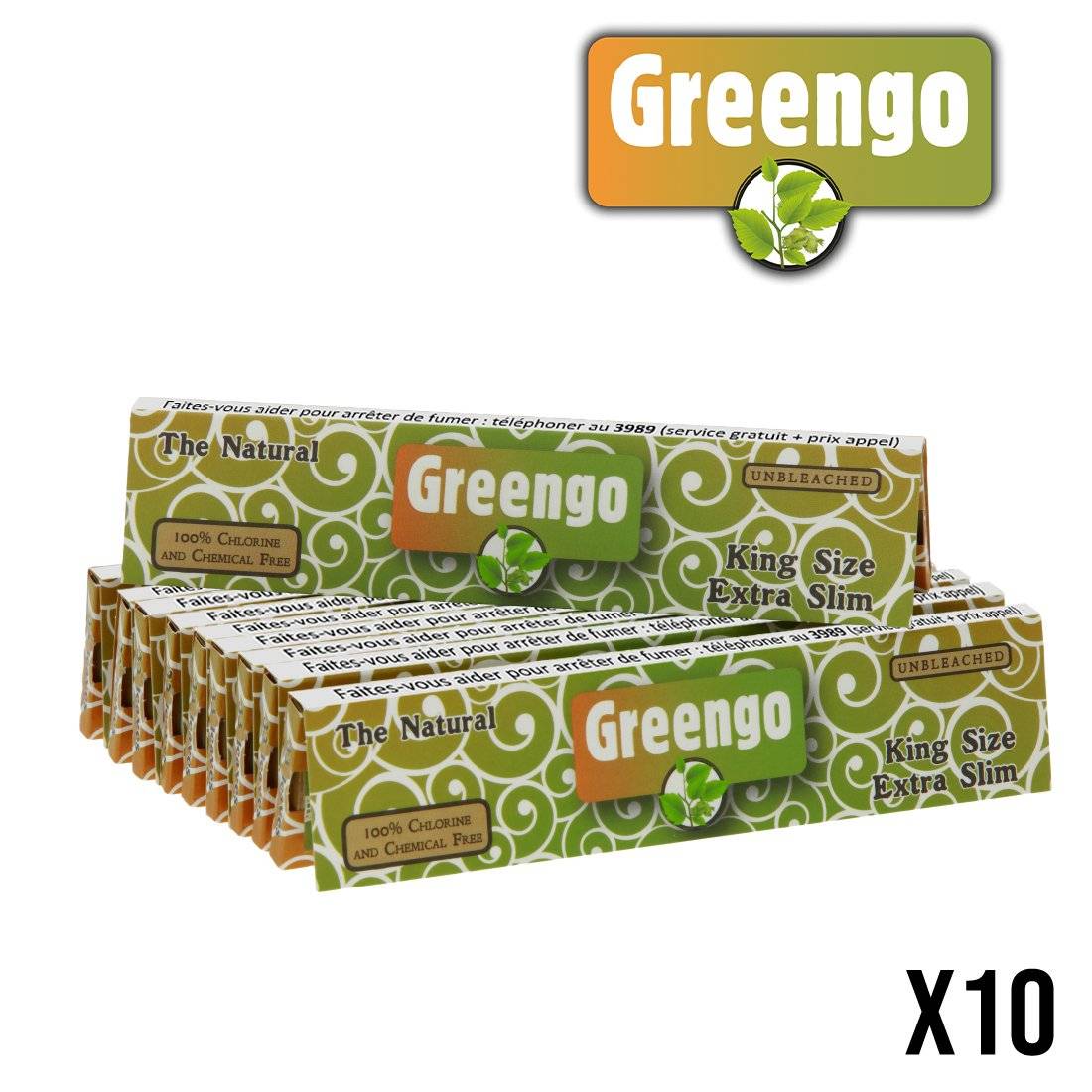 FEUILLES A ROULER GREENGO KS EXTRA SLIM NON BLANCHIES X10