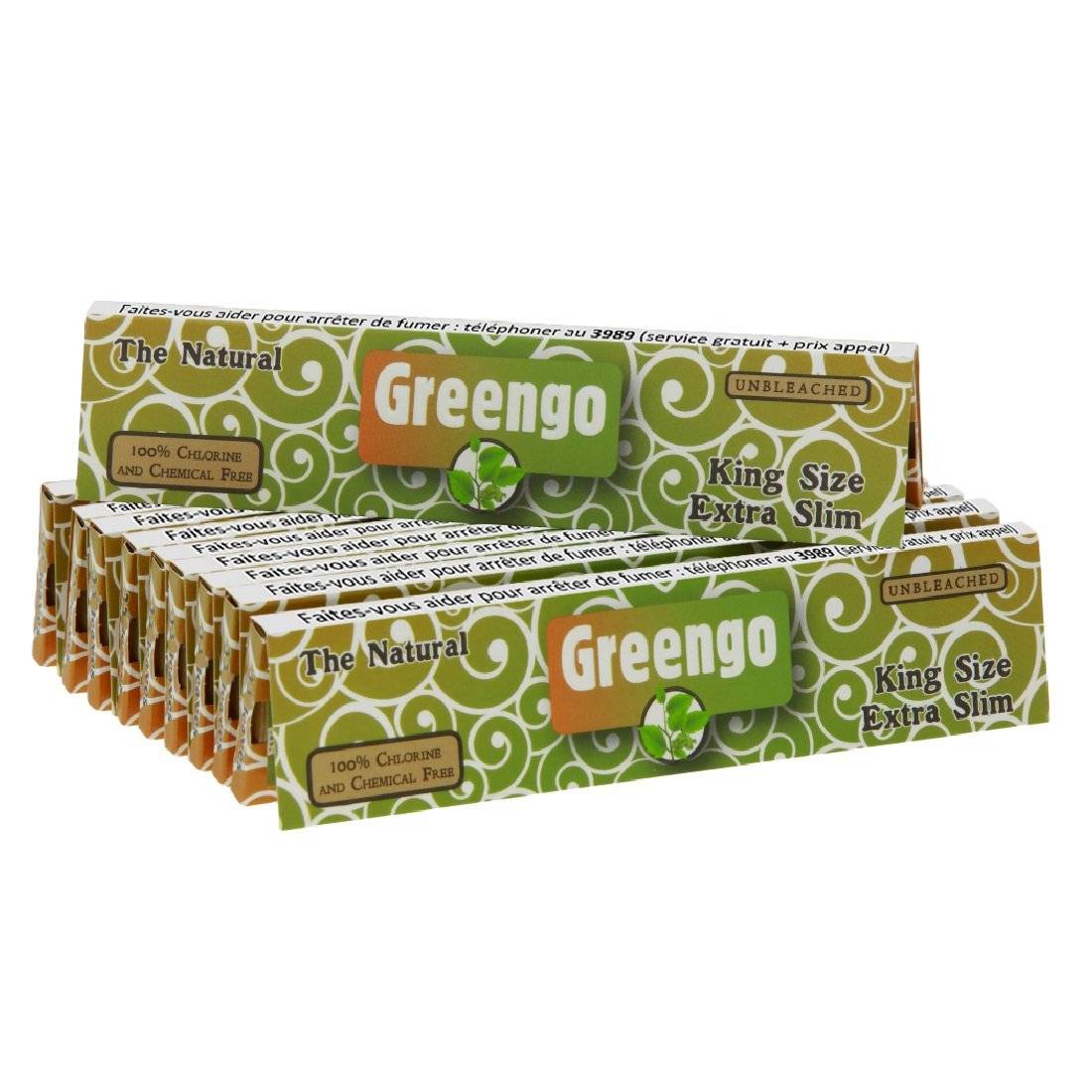 Lot de 10 carnets de feuilles à rouler Greengo KS Extra Slim non blanchies