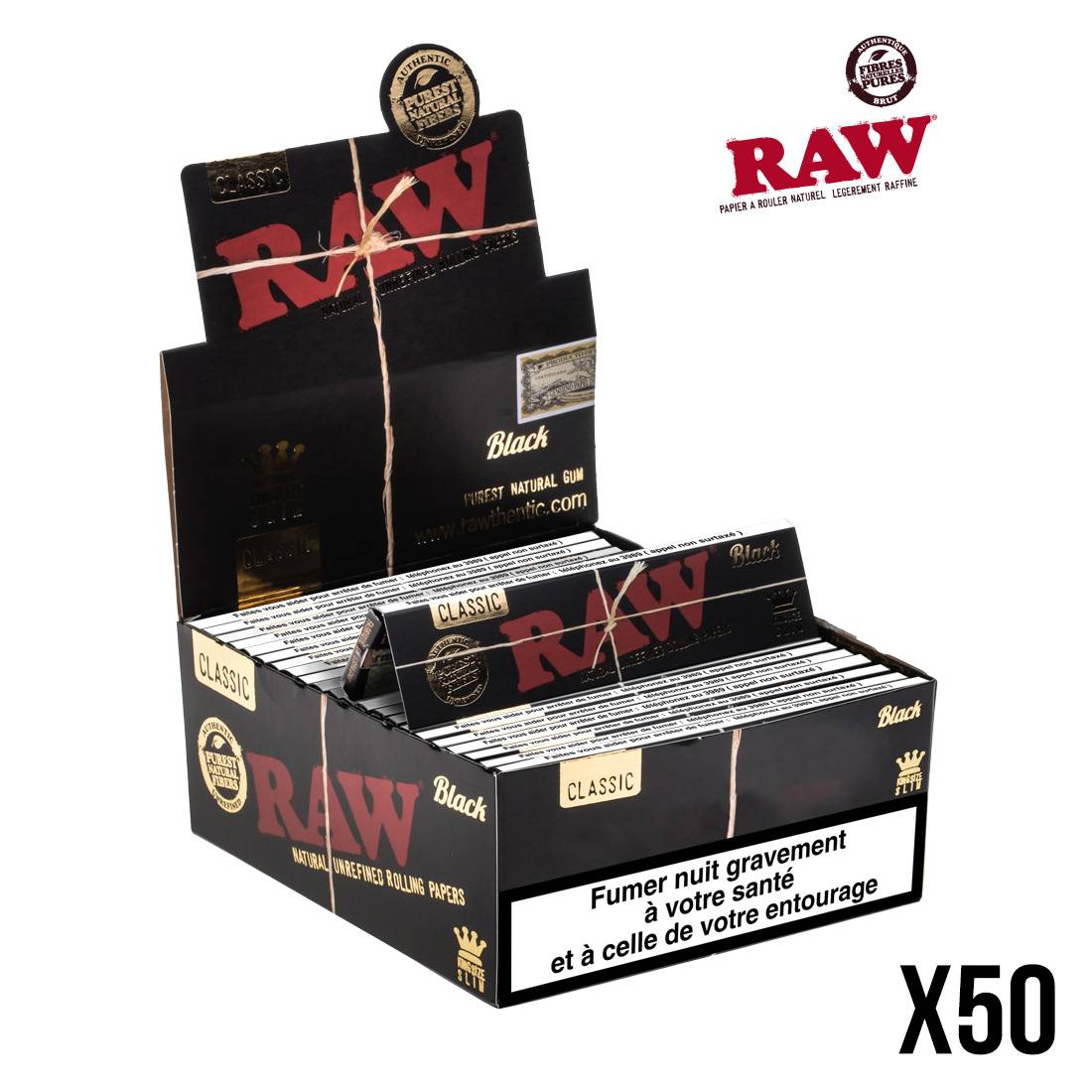 .FEUILLES A ROULER RAW BLACK X50