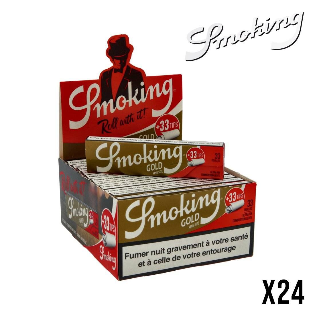 FEUILLES A ROULER SMOKING GOLD + TIPS PAR 24