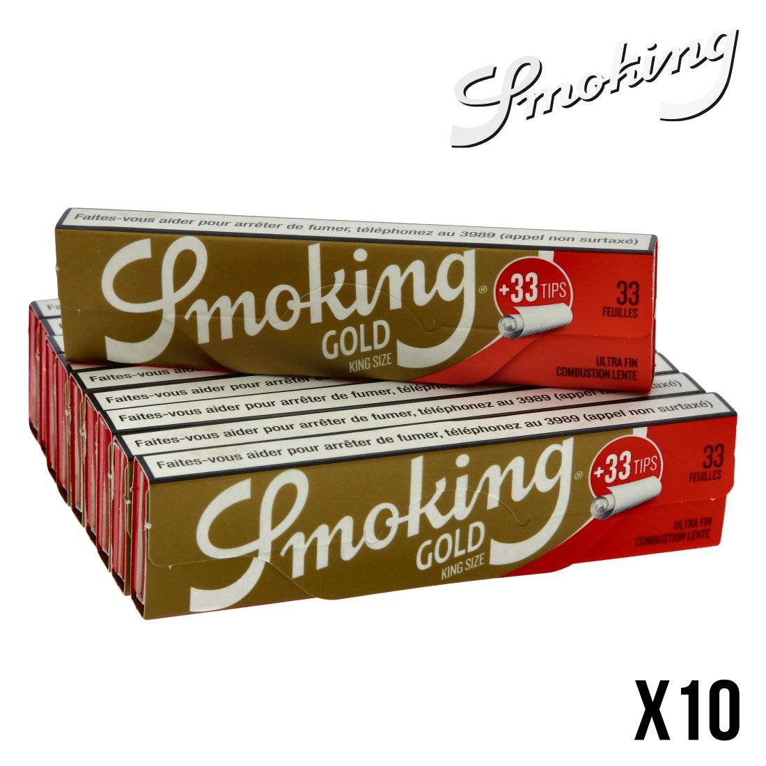FEUILLES A ROULER SMOKING GOLD + TIPS PAR 10