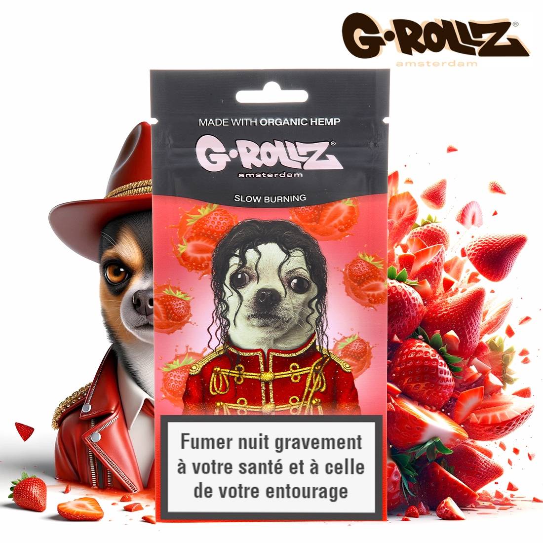 FEUILLES BLUNT CHANVRE G-ROLLZ STRAWBERRY POP PAR 4