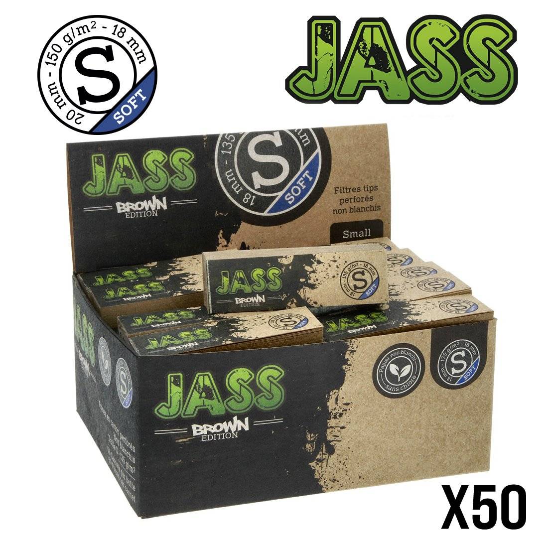 FILTER TIPS JASS SOFT BROWN TAILLE S X50