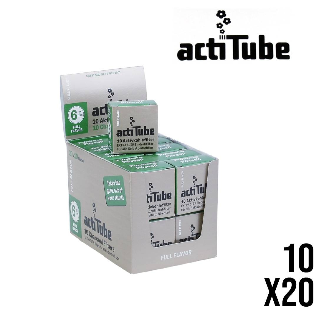 FILTRE A CHARBON ACTITUBE EXTRA SLIM FULL FLAVOR PAR 10 X20