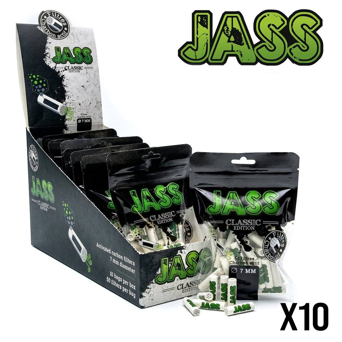 FILTRE CHARBON ACTIF JASS CLASSIC 7MM PAR 50 DISPLAY DE 10
