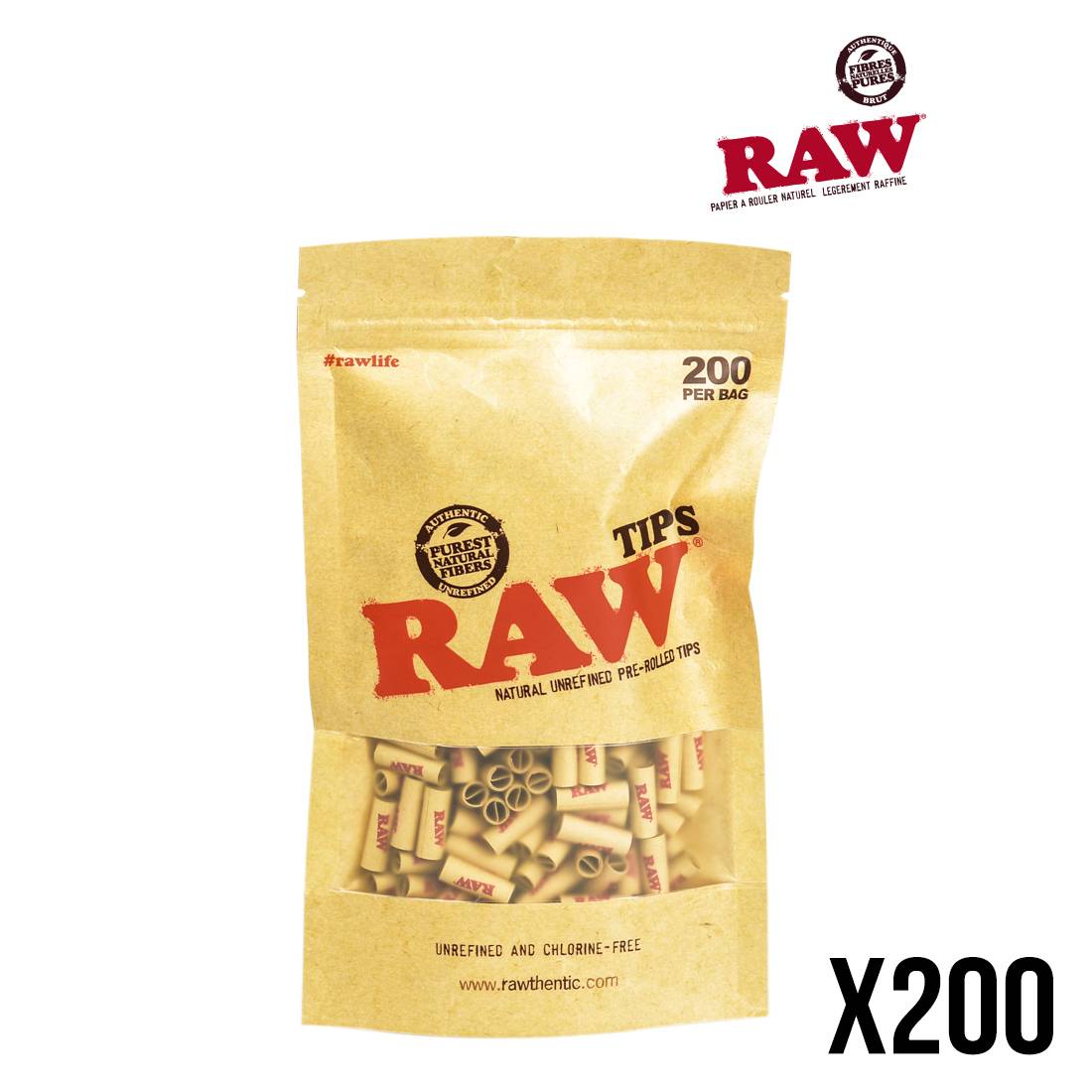 FILTRES RAW PRE-ROULES SACHET DE 200
