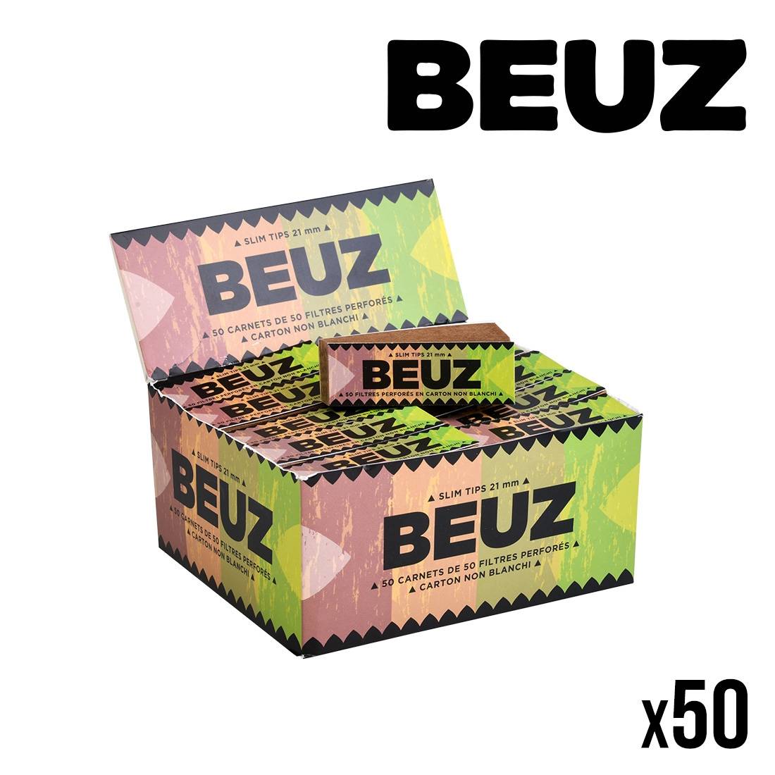 FILTRES CARTON BEUZ NON BLANCHIS PERFORES X50