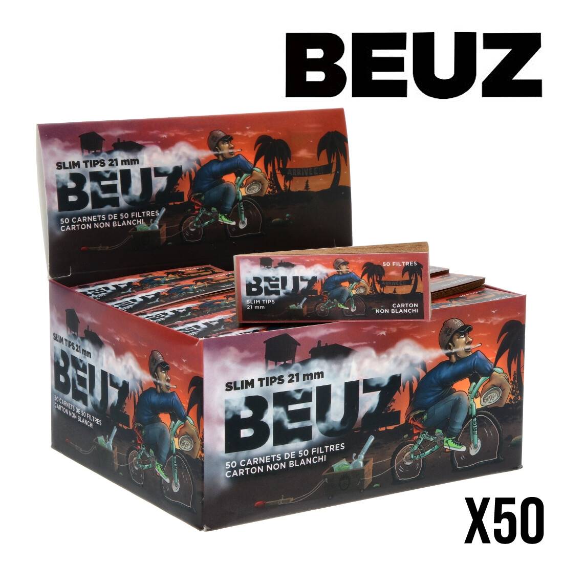 FILTRES CARTON BEUZ SLIM NON BLANCHI BIKE X50