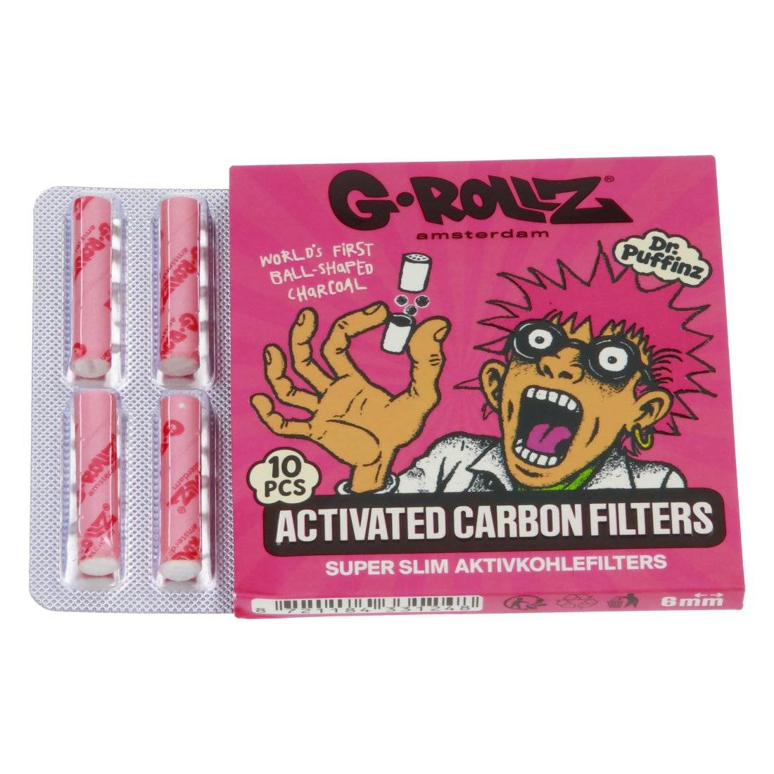 Filtres G-Rollz au Charbon Actif Super Slim Rouge 6mm X10