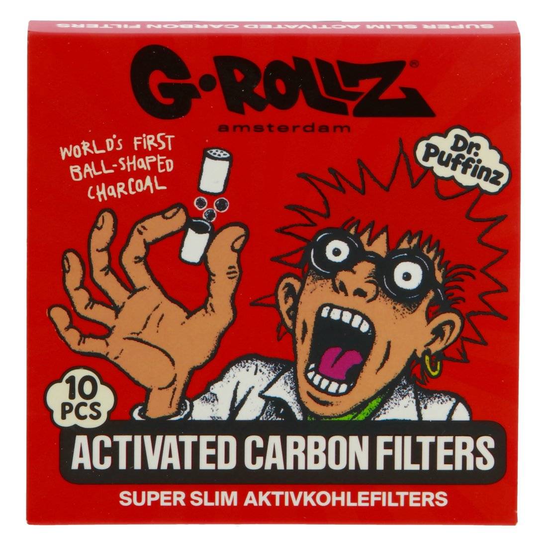 Filtres G-Rollz au Charbon Actif Super Slim Rouge 6mm X10