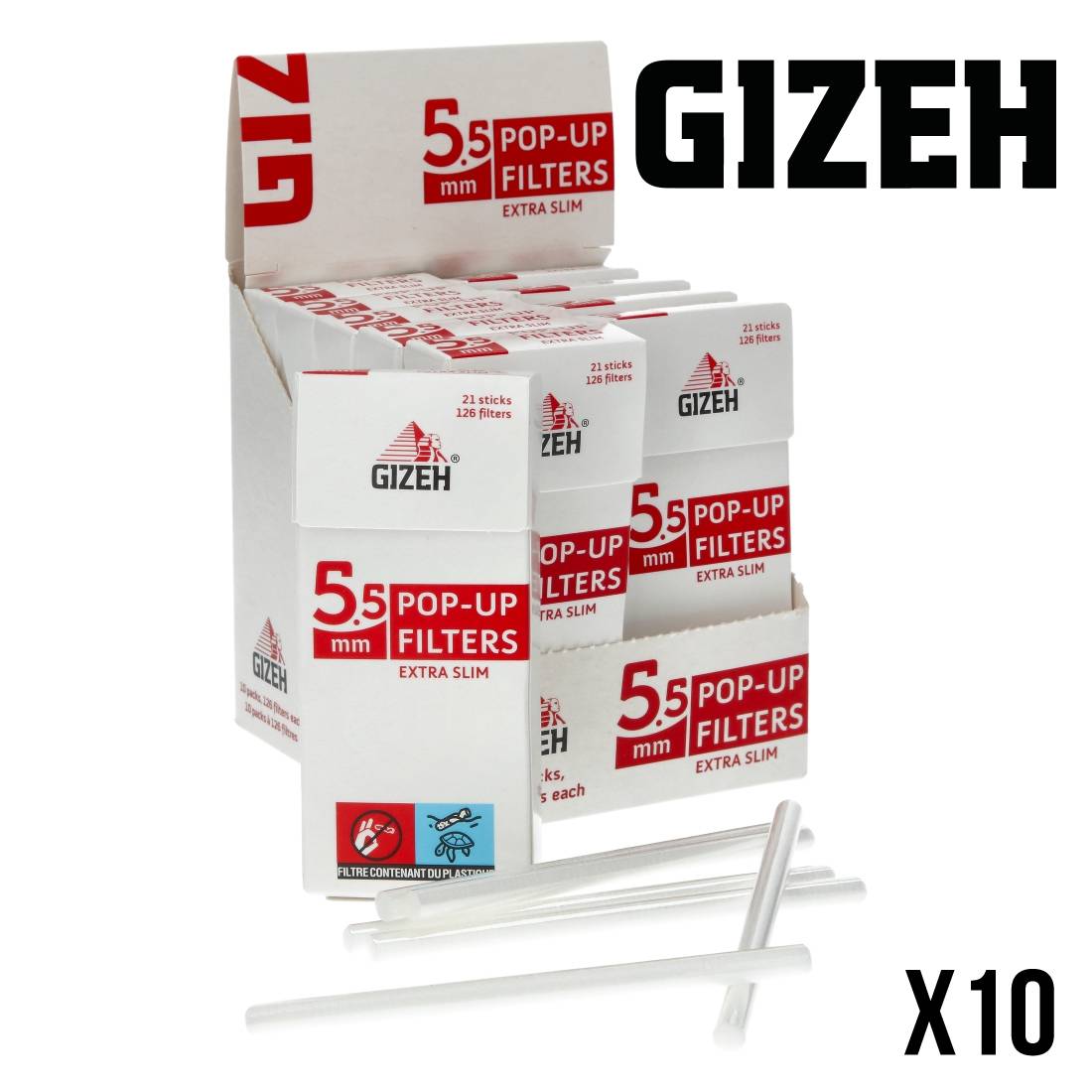 FILTRES GIZEH EXTRA SLIM EN STICK X10