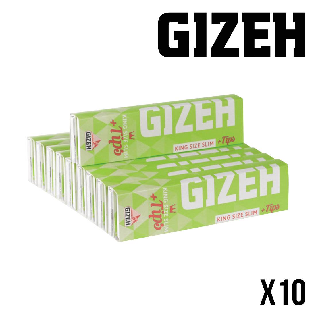 GIZEH KING SIZE SLIM HYPER FIN + TIPS X10