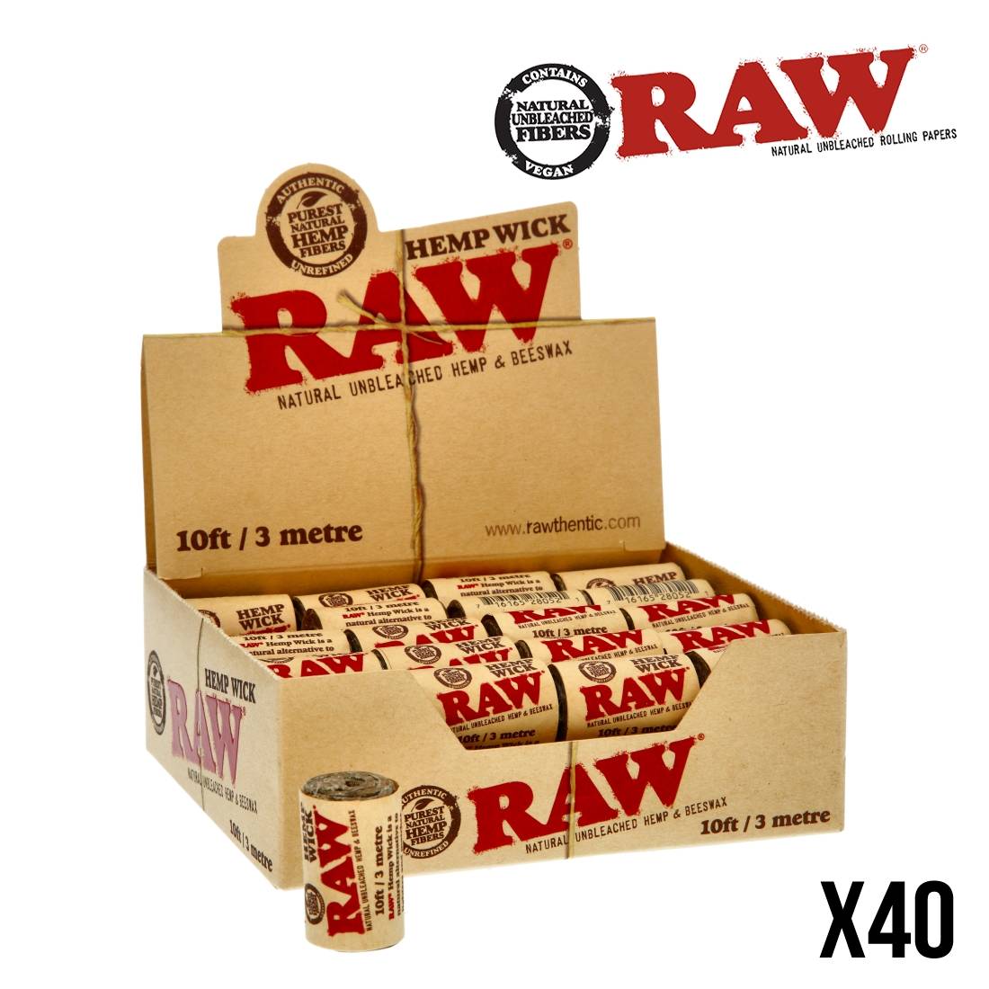 MECHE RAW HEMP WICK 3M BOITE DE 40