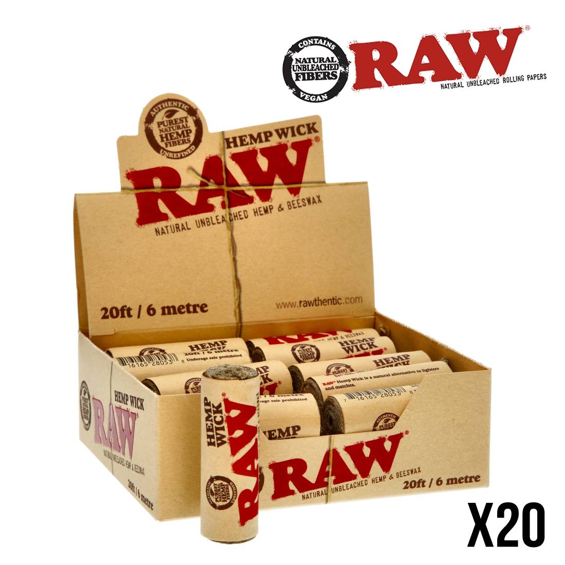MECHE RAW HEMP WICK 6M BOITE DE 20