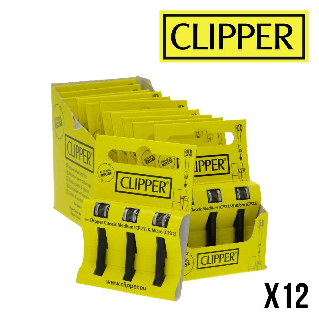 MOLETTE ET PIERRE D'ALLUMAGE MICRO CLIPPER PAR 3 DISPLAY DE 12