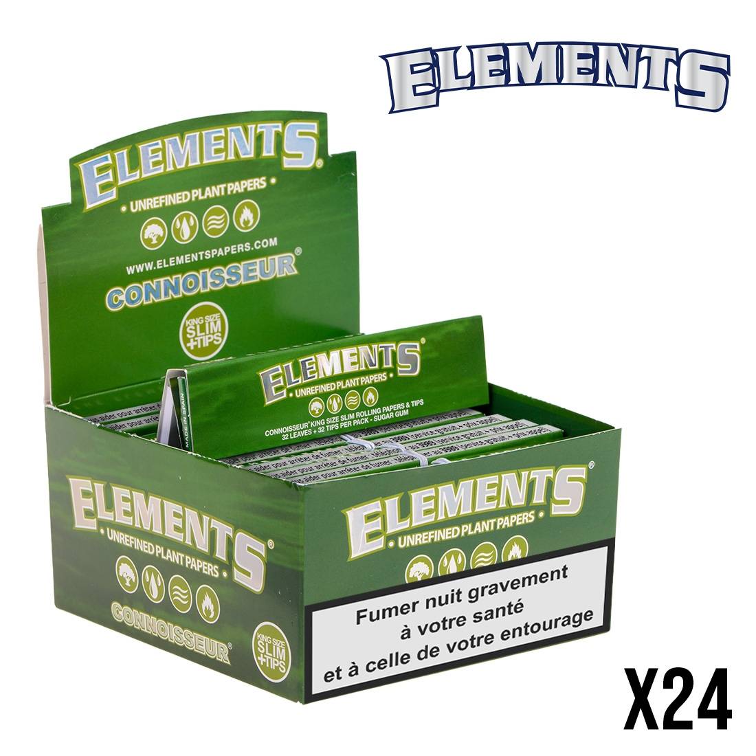 PAPIER A ROULER ELEMENTS GREEN CONNOISSEUR 2 EN 1 X24