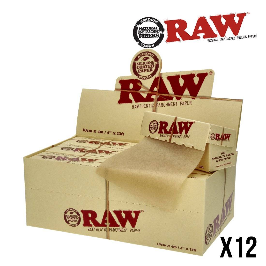 PAPIER DE CUISSON RAW PARCHMENT ROLL DE 4 METRES DISPLAY DE 12