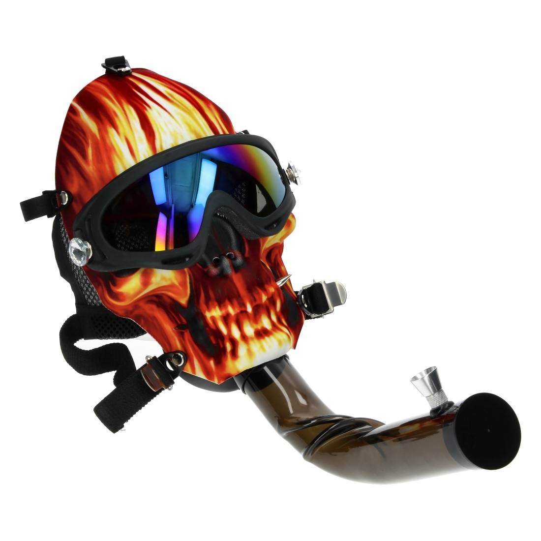 PIPE A EAU MASQUE FLAMES SKULL