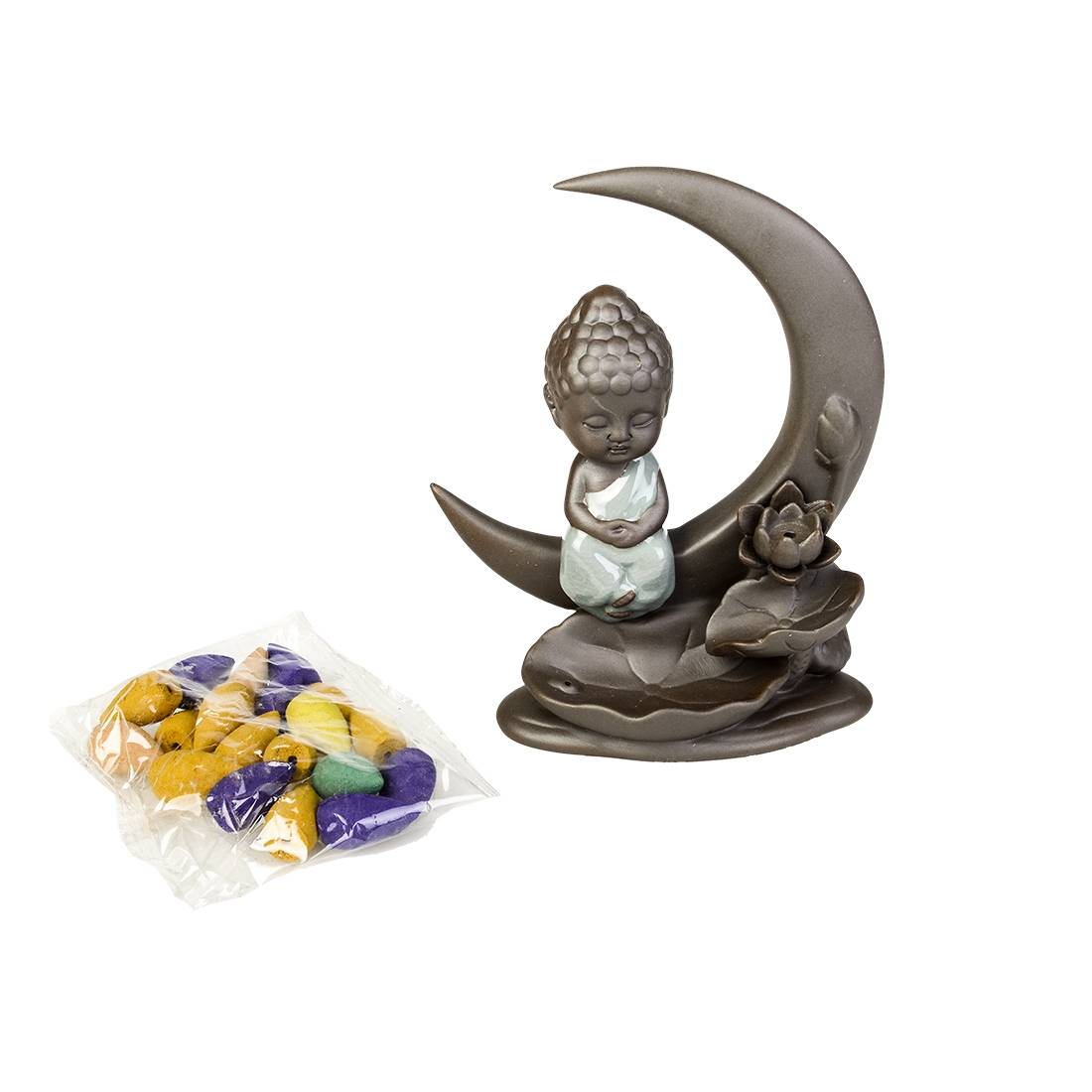 PORTE ENCENS BACKFLOW BOUDDHA LUNE 17CM