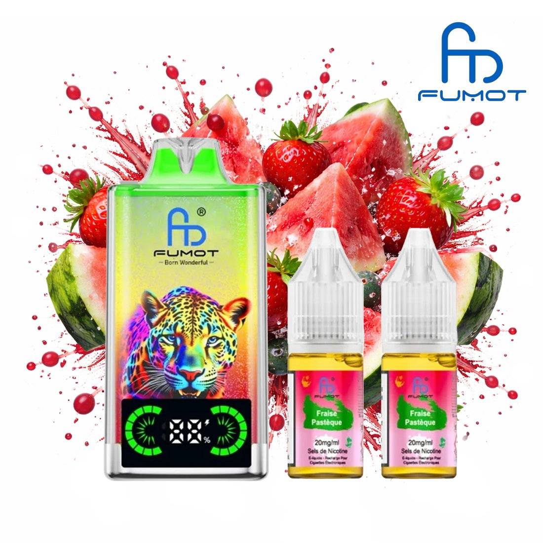 PUFF FUMOT LEOPARD FRAISE PASTÈQUE 20MG 40000 PUFFS