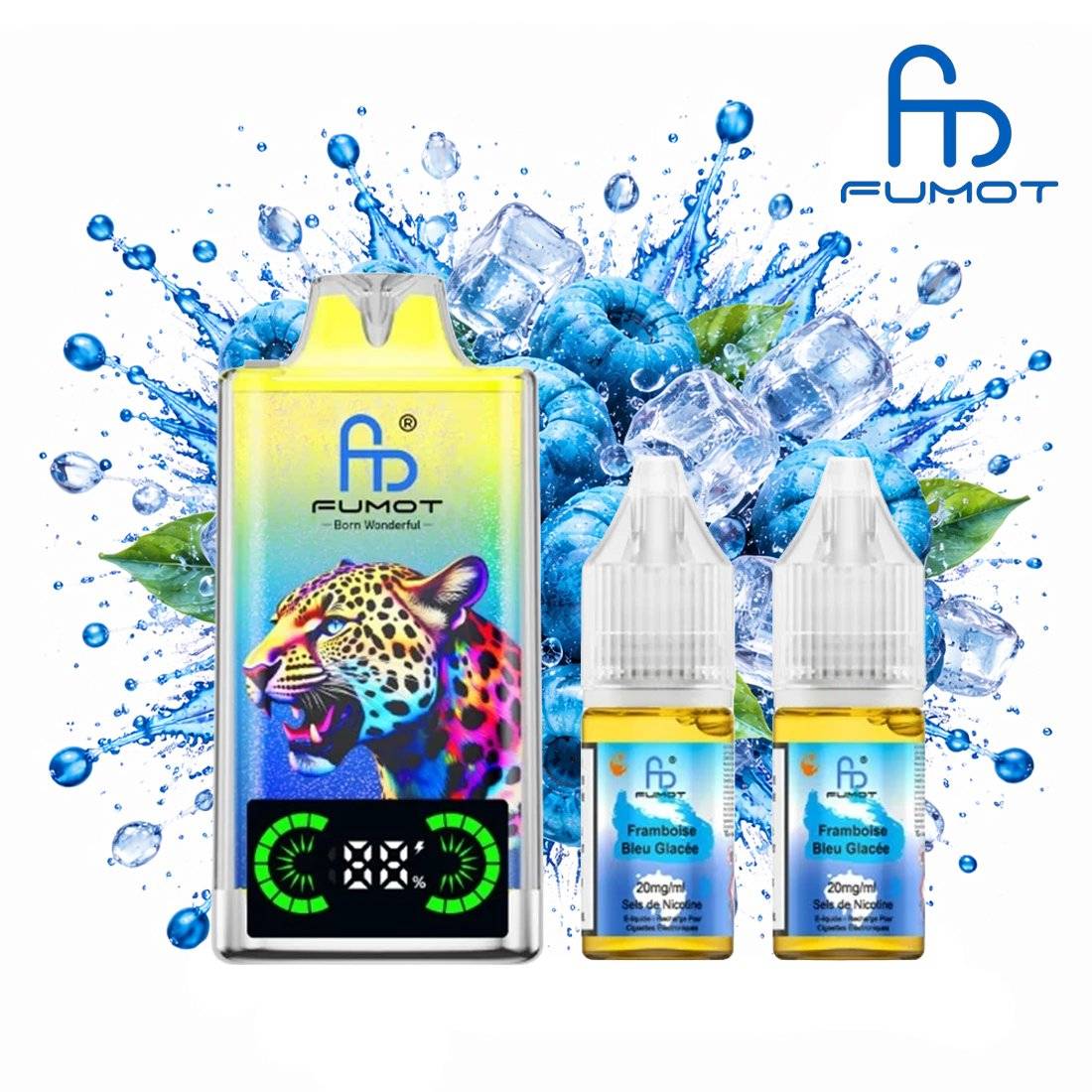 PUFF FUMOT LEOPARD FRAMBOISE BLEUE GLACÉE 20MG 40000 PUFFS